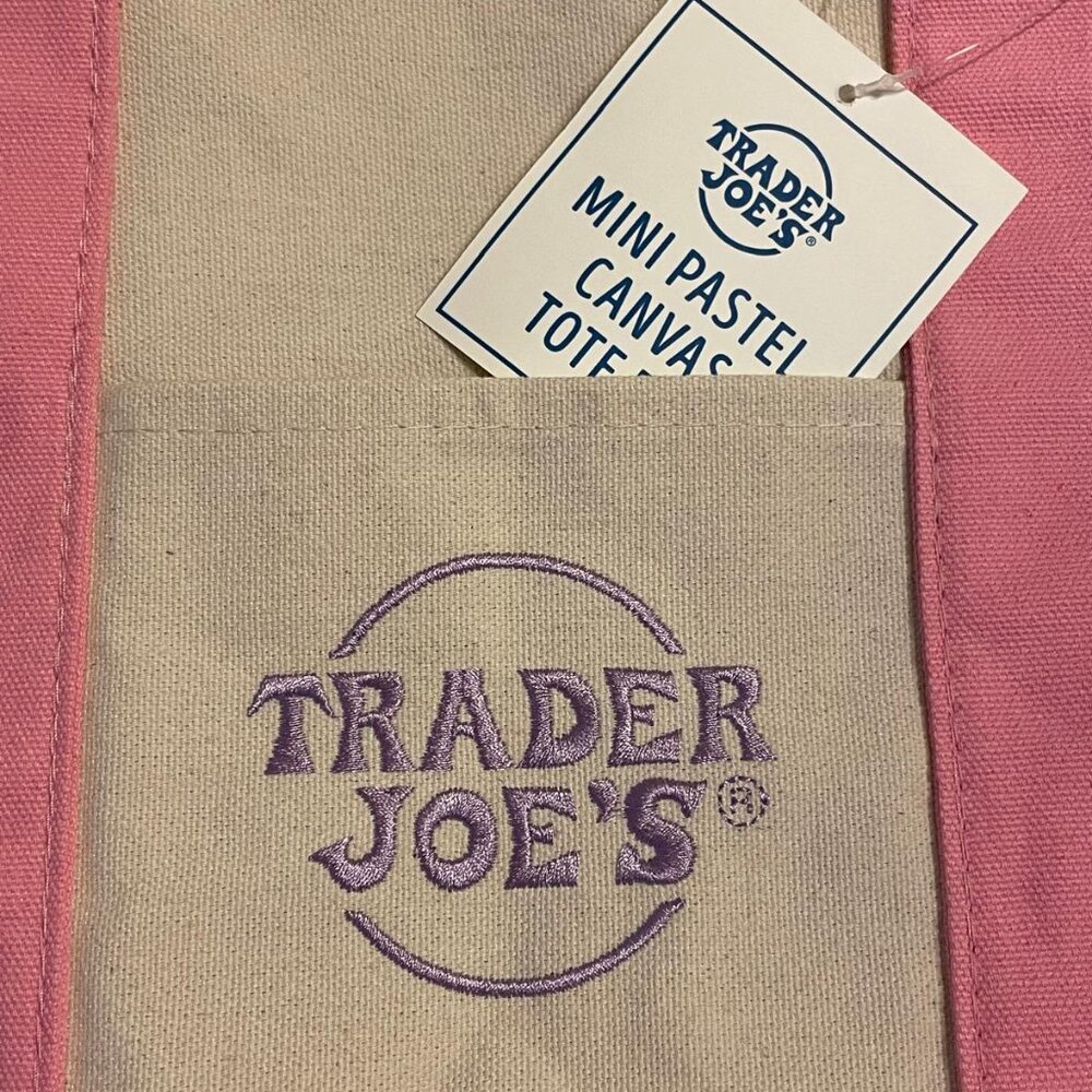 LOT OF 10! NEW!! Pink Pastel Trader Joe's Mini Canvas Tote Bags - Picture 4 of 7